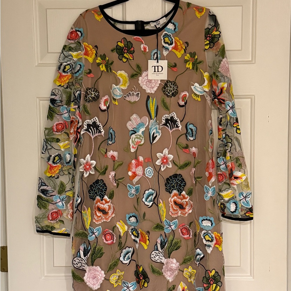 Anthropologie Floral Embroidered Dress - Multicolor